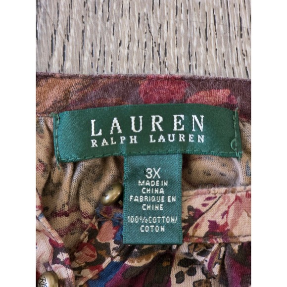 Lauren Ralph Lauren Floral Paisley Patchwork Cotton Knit Top Blouse Size 3XL - Picture 7 of 10